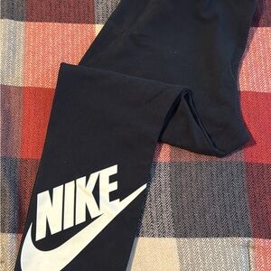 Nike Women's Black Leggings with White Logo